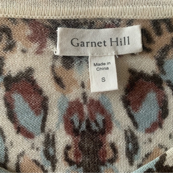 Garnet Hill Brown and Blue 100% Merino Wool Cardigan - Picture 2 of 5